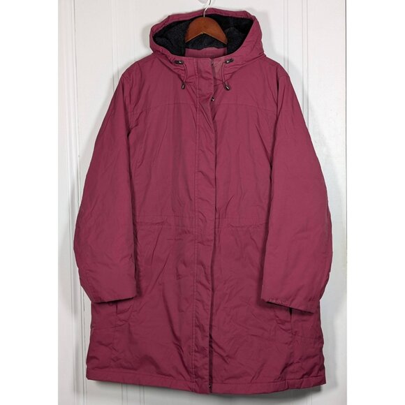 LL Bean Jacket Women's 3X Pink Black Sherpa Fleece Lined Coat Parka Hooded Zip - Picture 1 of 4